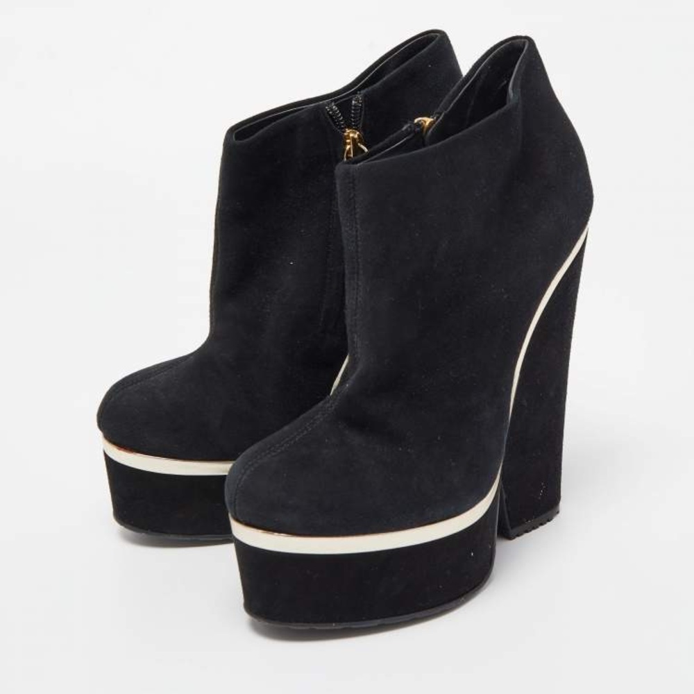 Giuseppe Zanotti Black Suede Gold Booties Size 39 - Picture 2 of 11
